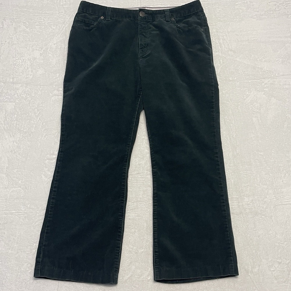 Lands' End Pants Womens 12/26 Green Corduroy Straight Leg Stretch 5-Pocket Read